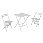 Folding Bistro Set Acacia, Table and 2 Chairs - White