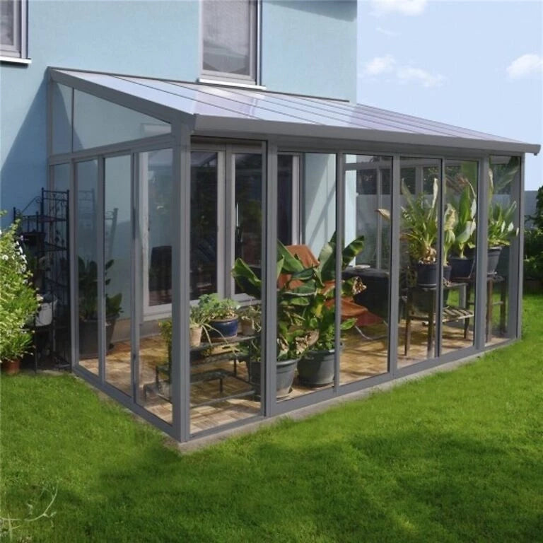 Sanremo 13 ft. x 14 ft. Solarium Kit - Grey Structure & Hybrid Panels
