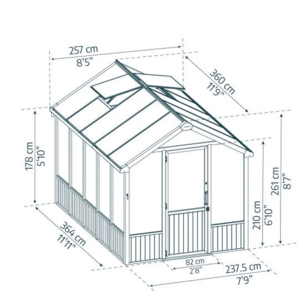 Greenhouse Kit Natura Cedar Wood 8 ft. x 17 ft. - Clear polycarbonate panels