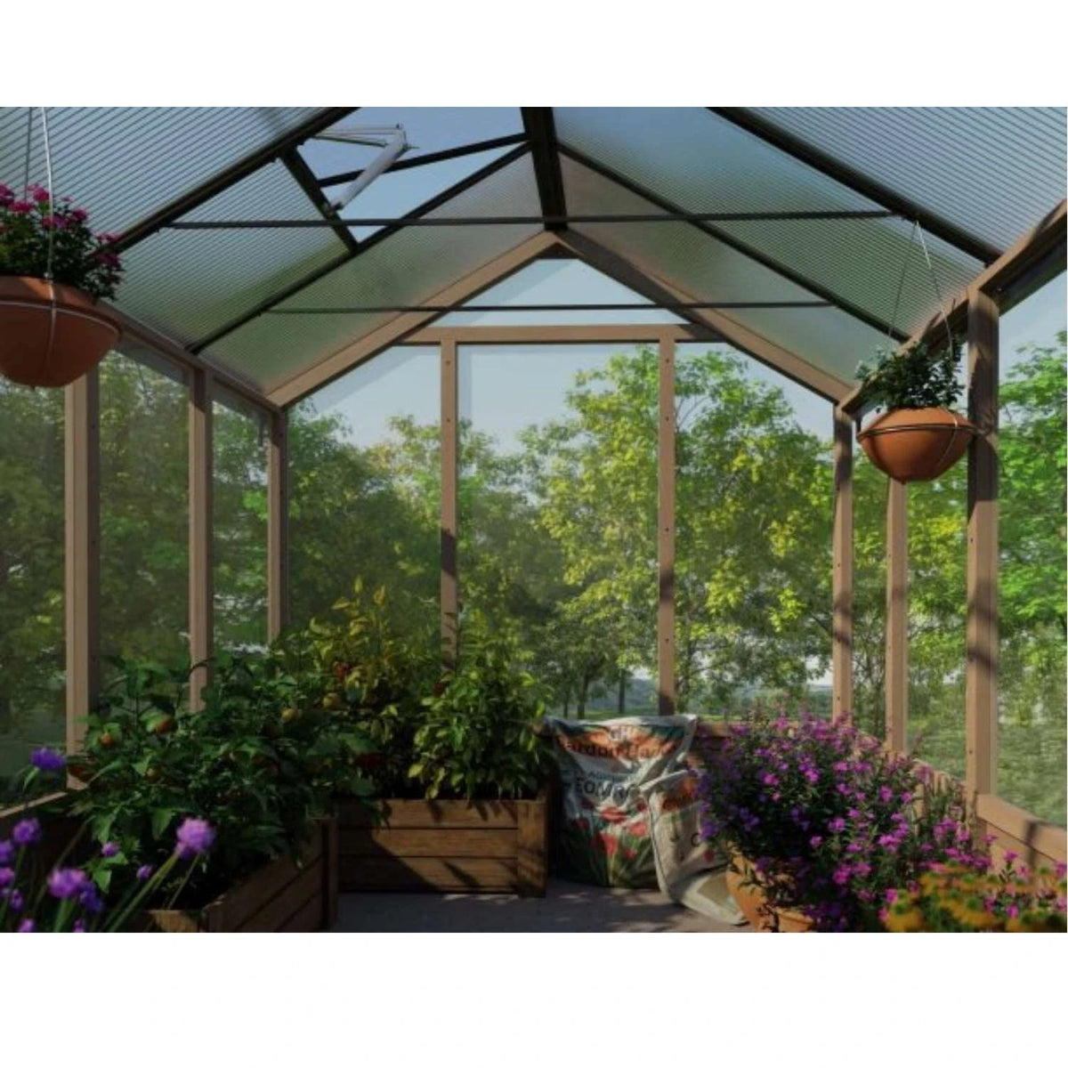 Greenhouse Kit Natura Cedar Wood 8 ft. x 12 ft. - Clear polycarbonate panels
