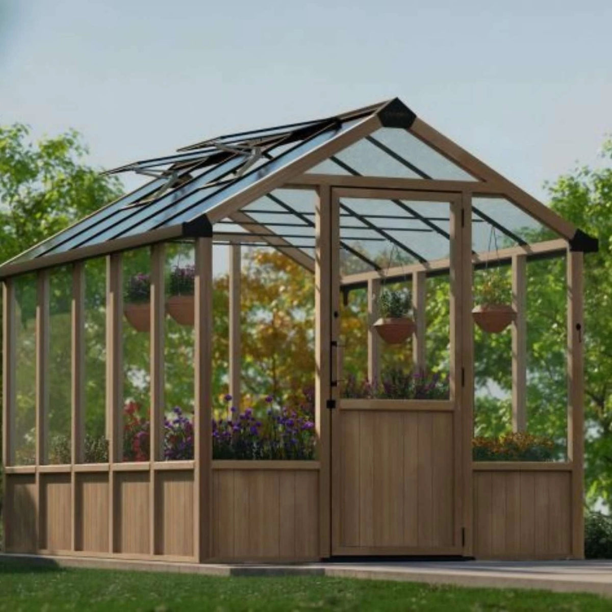 Greenhouse Kit Natura Cedar Wood 8 ft. x 12 ft. - Clear polycarbonate panels