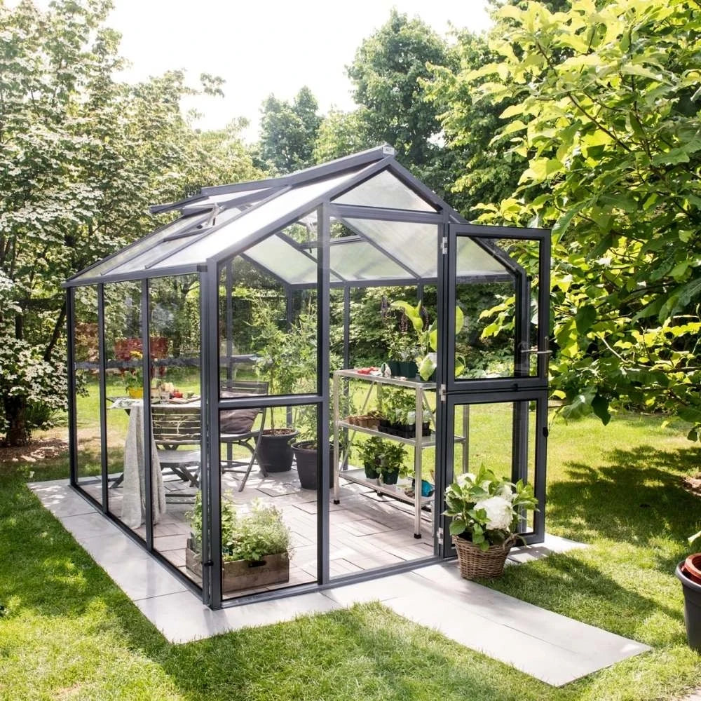 Greenhouse Galant III, 4 mm glass + polycarbonate, anthracite-grey