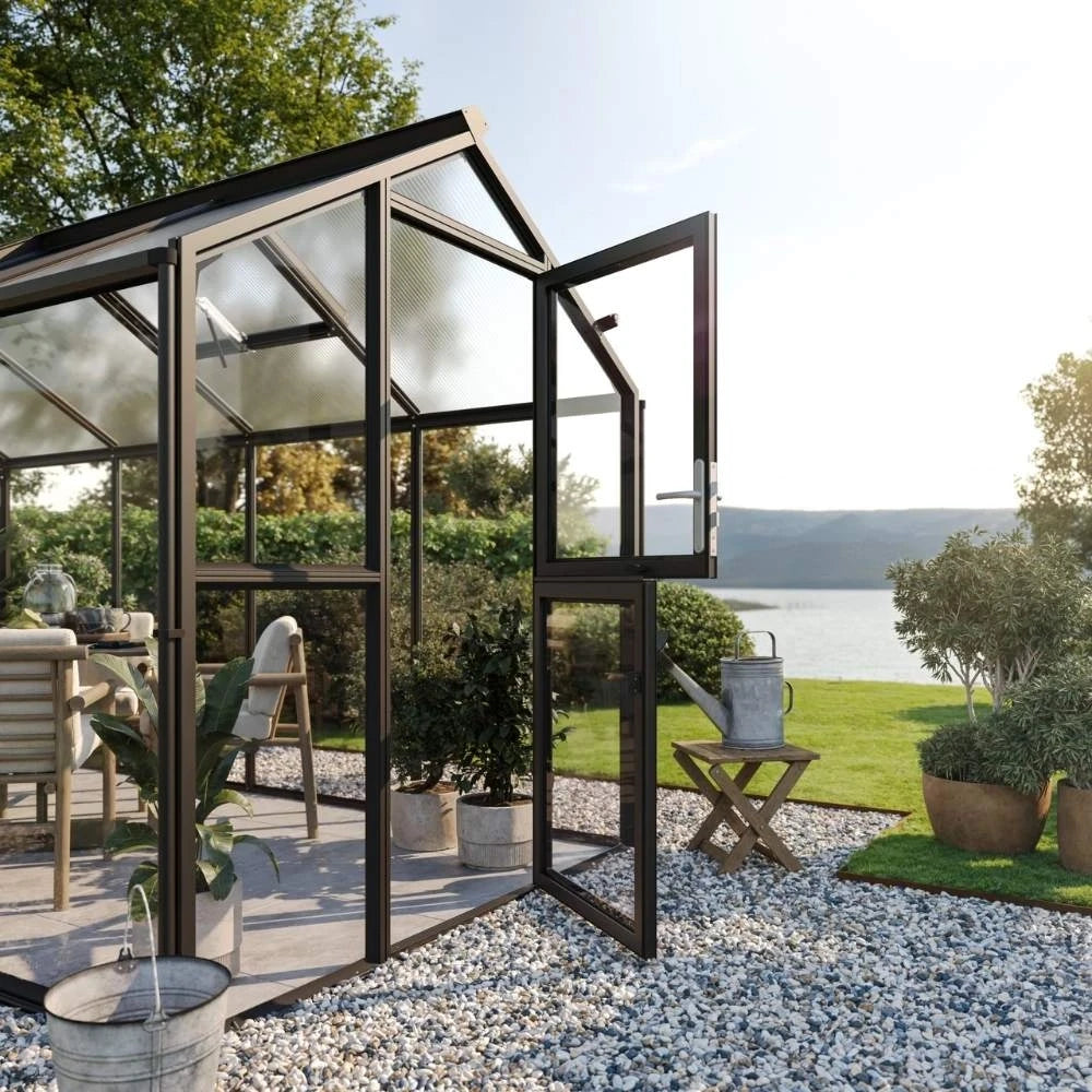 Greenhouse Novum II, 4 mm glass + polycarbonate, fir green