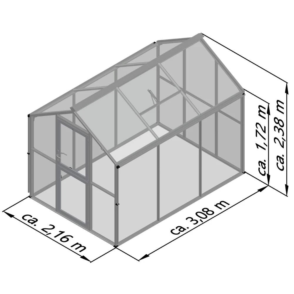 Greenhouse Galant III, only polycarbonate, anthracite-grey