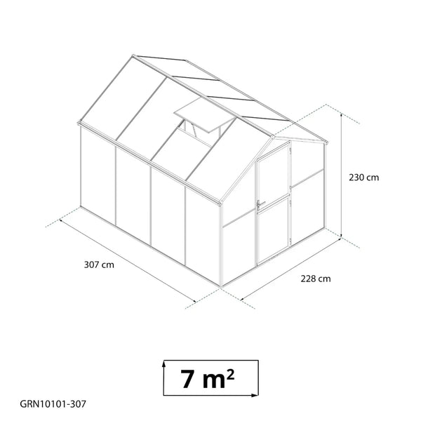 Greenhouse Premium Black 307 cm – Glass/Polycarbonate