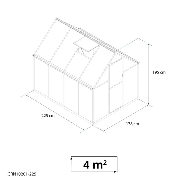 Essential Narrow Greenhouse Black 225 cm – Polycarbonate