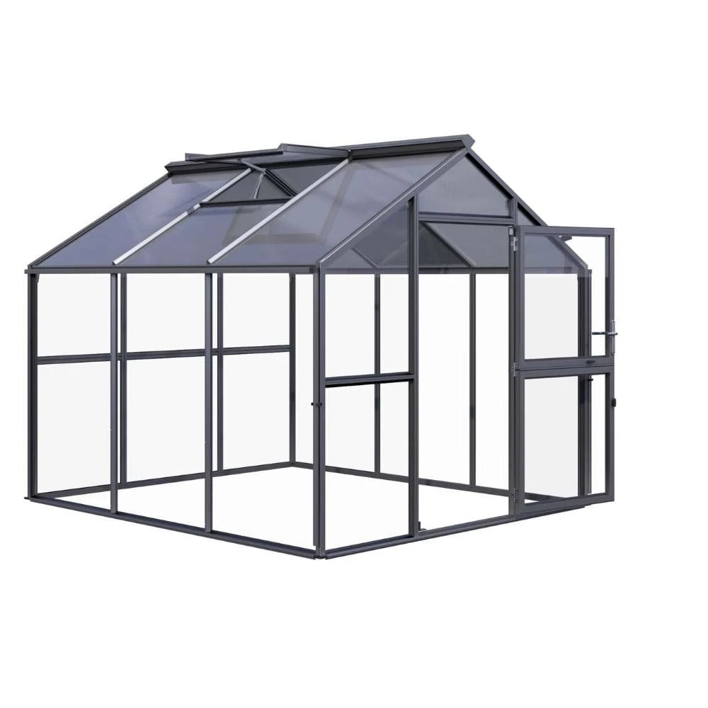 Greenhouse Novum III, 4 mm glass + polycarbonate, anthracite-grey