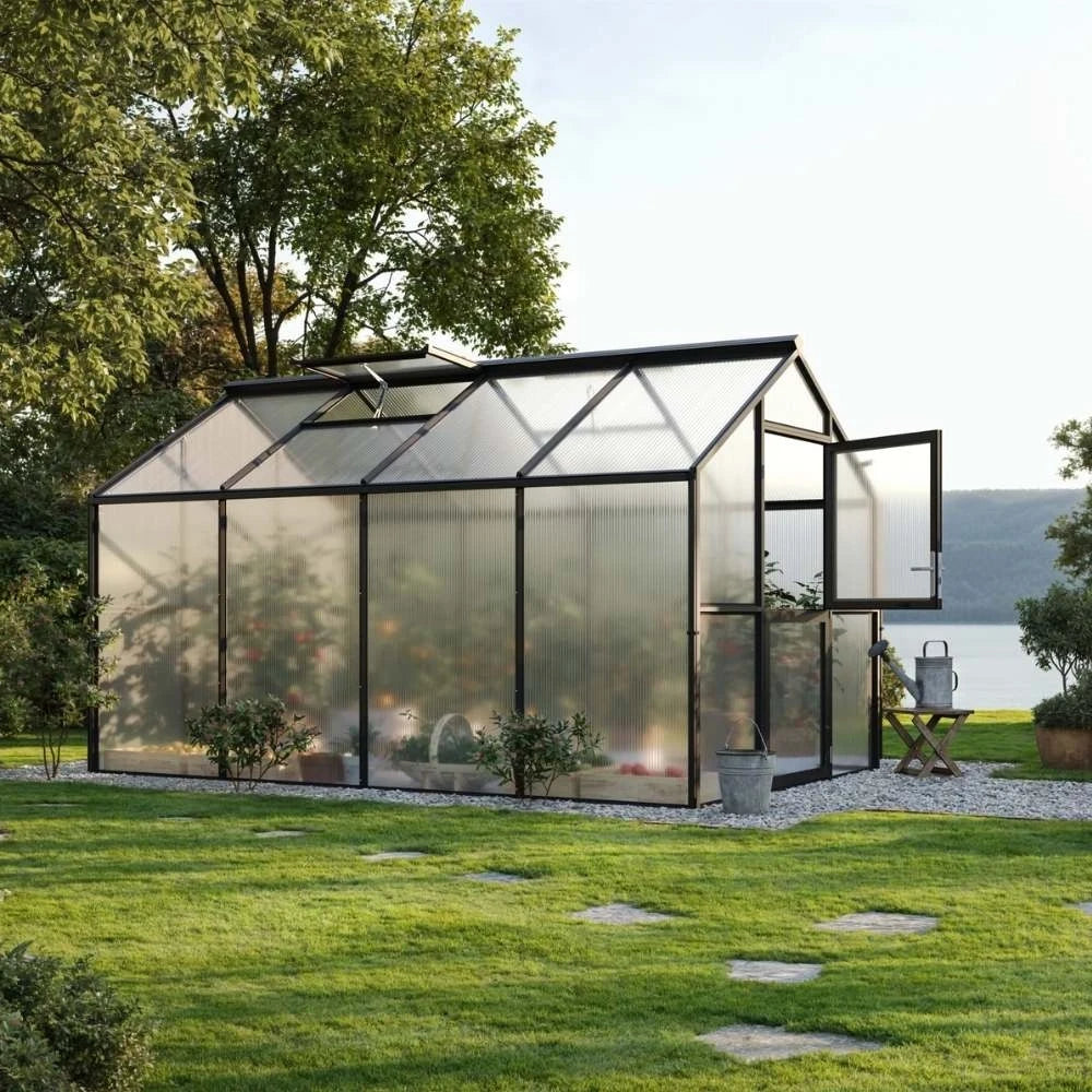 Greenhouse Novum IV, only polycarbonate, anthracite-grey