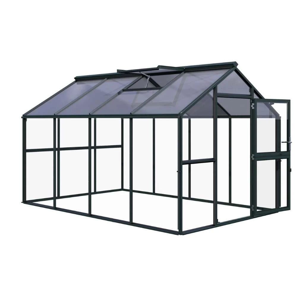 Greenhouse Novum IV, 4 mm glass + polycarbonate, fir green